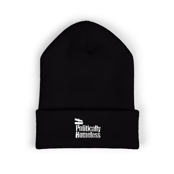 Classic Cuffed Beanie - A "Politically Homeless" Embroidered Black Beanie