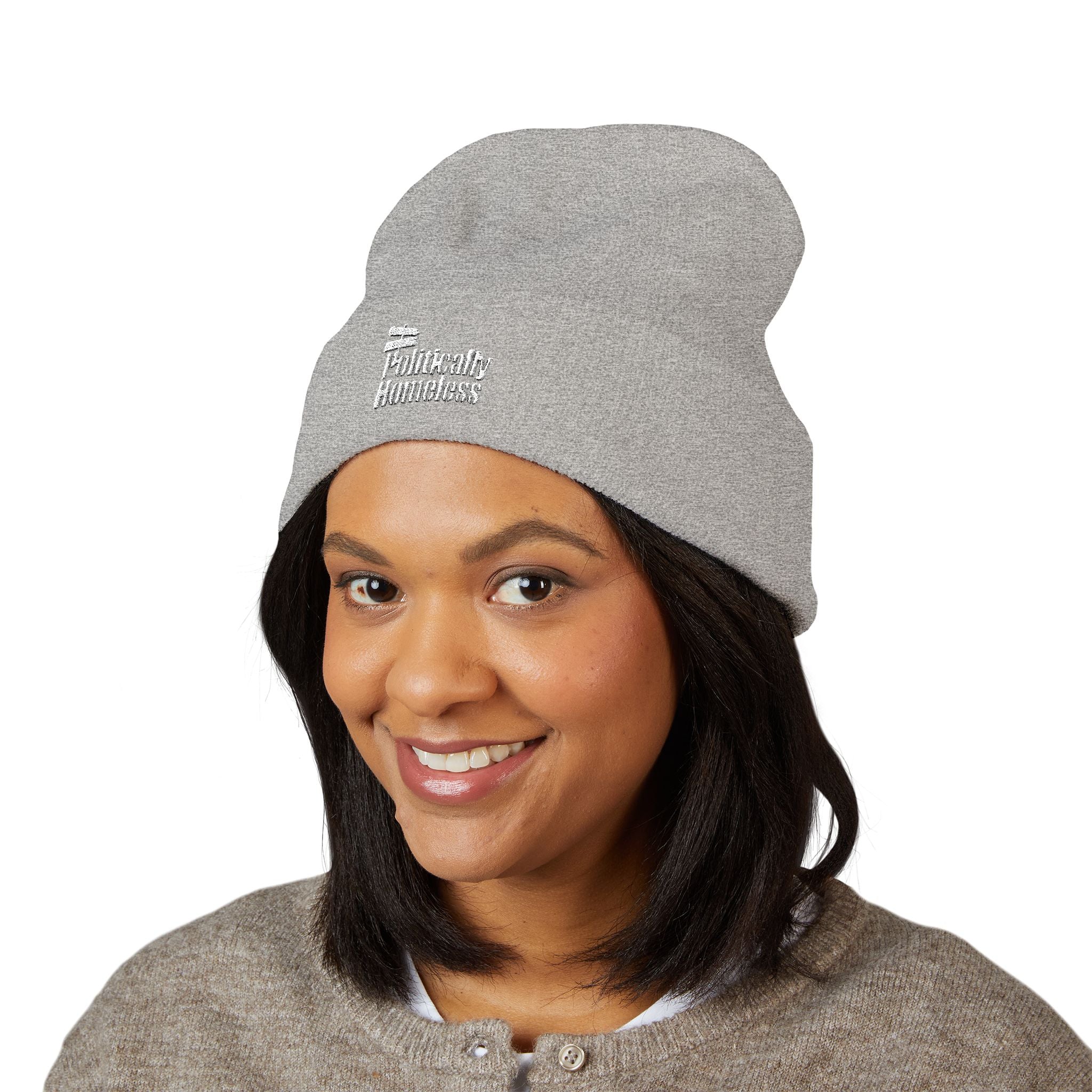 Classic Cuffed Beanie - A "Politically Homeless" Embroidered Black Beanie